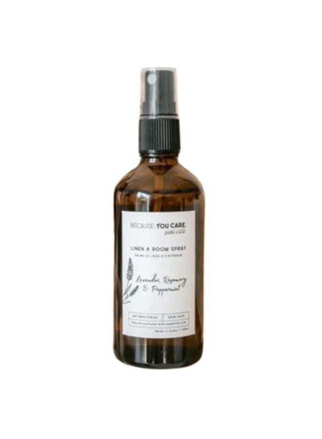 Because You Care Natural Laundry Mist 100ml | Lavender, Rosemary & Peppermint | Fabric & Linen Freshener Spray | Long-Lasting Home Fragrance - Image 1